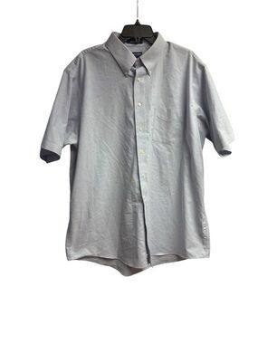Stafford Cotton Blend Stafford Button-Up Shirt In Light Blue Size 18